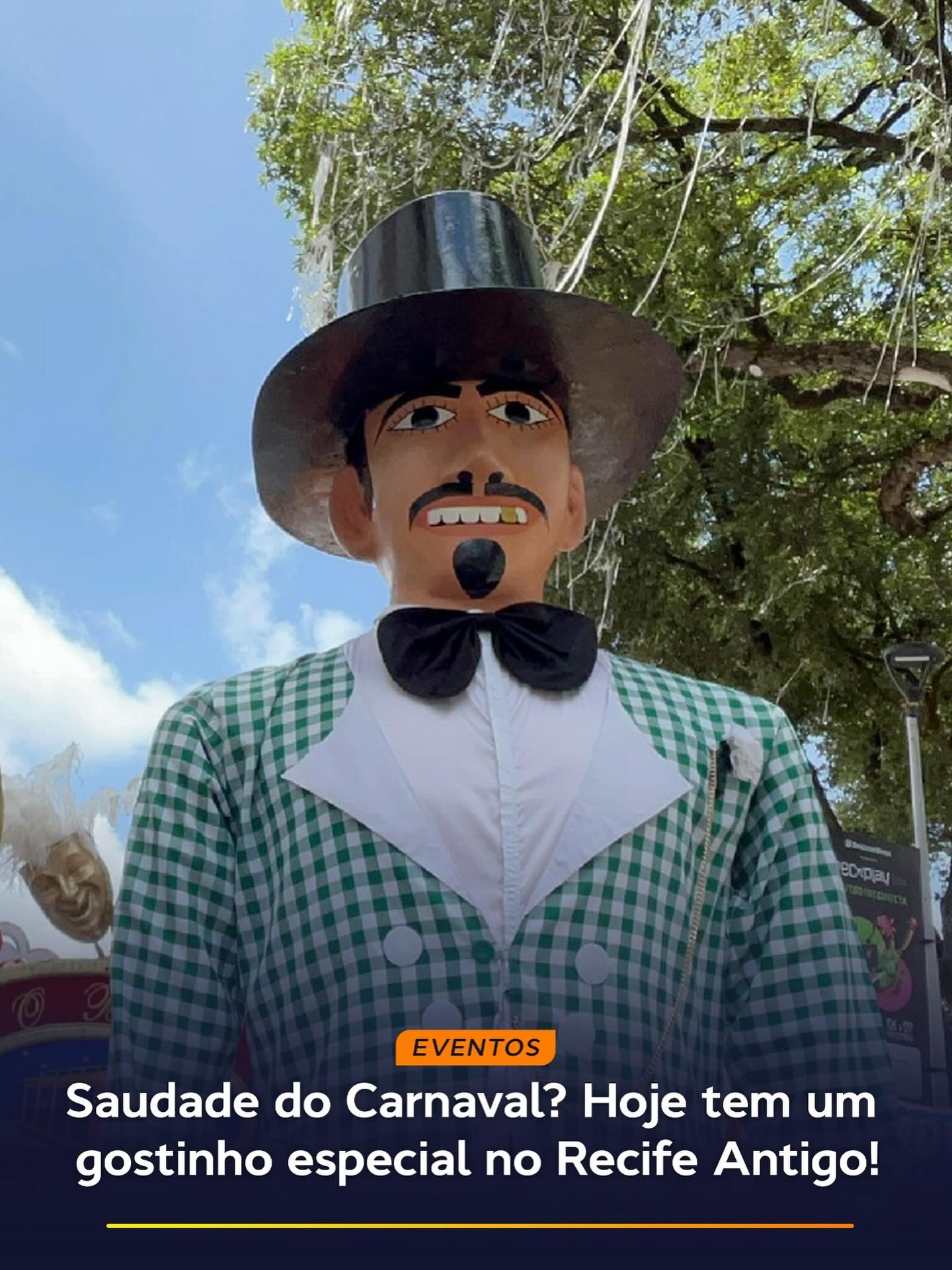 HOJE TEM CARNAVAL NO RECIFE ANTIGO! 📢🎊

Durante o Cortejo Brincantes de Pernambuco, várias agremiações do estado irão desfilar nesta edição do REC’n’Play! 👏🏼

- Clube de Alegorias e Críticas O Homem da Meia Noite
- Troça Carnavalesca Pitombeira dos Quatro Cantos
- Boi Estrela Solar
- Maracatu Leão Dourado de Nazaré da Mata
- Clube Carnavalesco Mixto Elefante de Olinda
- Caretas de Triunfo - Treca Alto Astral
- Afoxé Omim Sabá

🕕 A partir das 18h
📍Av. Alfredo Lisboa, s/n(ao lado do armazém 14)

Chama todo mundoooo! 🤩

Fonte: @carnavalempe
