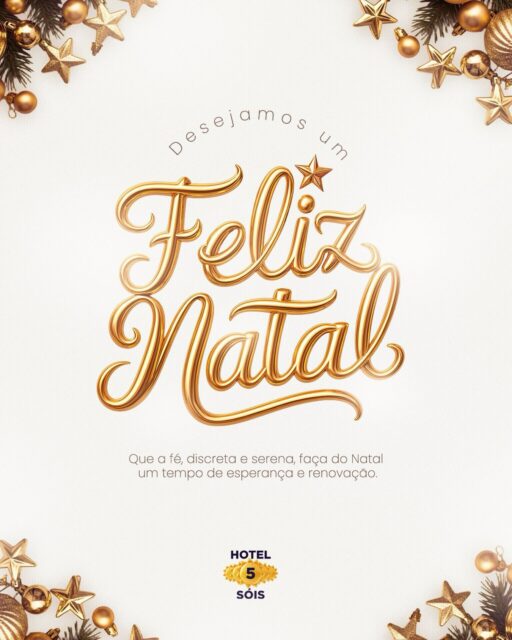Mais do que um lugar para ficar, este ano fomos um lugar para sentir.

Neste Natal, celebramos cada pessoa que passou pela nossa recepção e cada membro da equipe que faz tudo acontecer com amor. Vocês são as luzes que iluminam o Hotel 5 Sóis.

Que a noite de hoje seja repleta de afeto, mesa farta e corações tranquilos.

Um Feliz Natal a todos que fizeram parte do nosso 2025! ✨